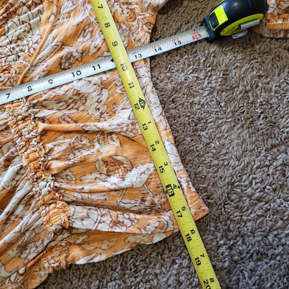 Free People say the word cropped top ruched long sleeve vneck orange XS - Picture 5 of 5